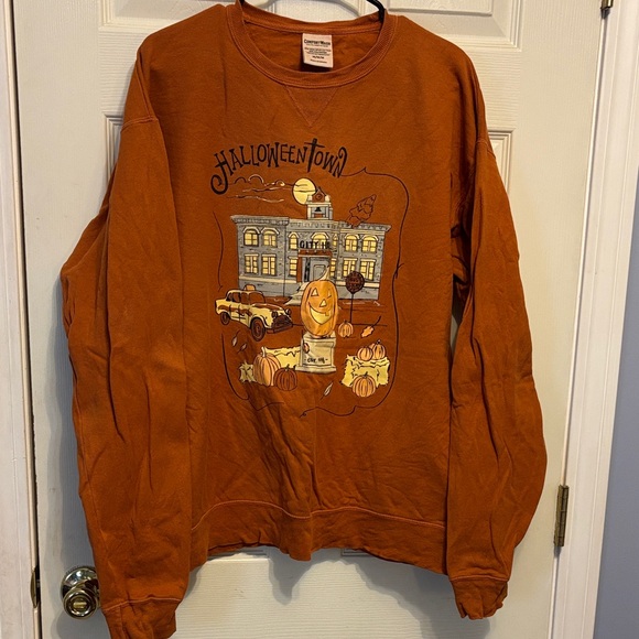 Comfort Wash Tops - Halloweentown Orange Graphic Sweatshirt
